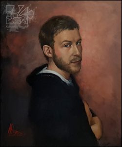 portret artysty namalowany farbami olejnymi